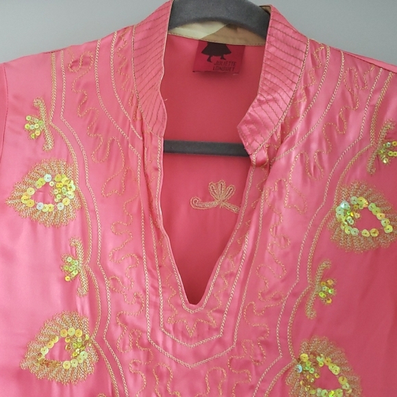 Beautiful Pink 100% Silk with Gold Thread/Sequins Design Dress - Picture 2 of 9